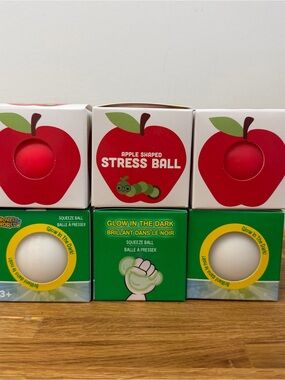 Set of 6 - Apple Shaped Squishy & Glow In the Dark Sensory Fidget Viral